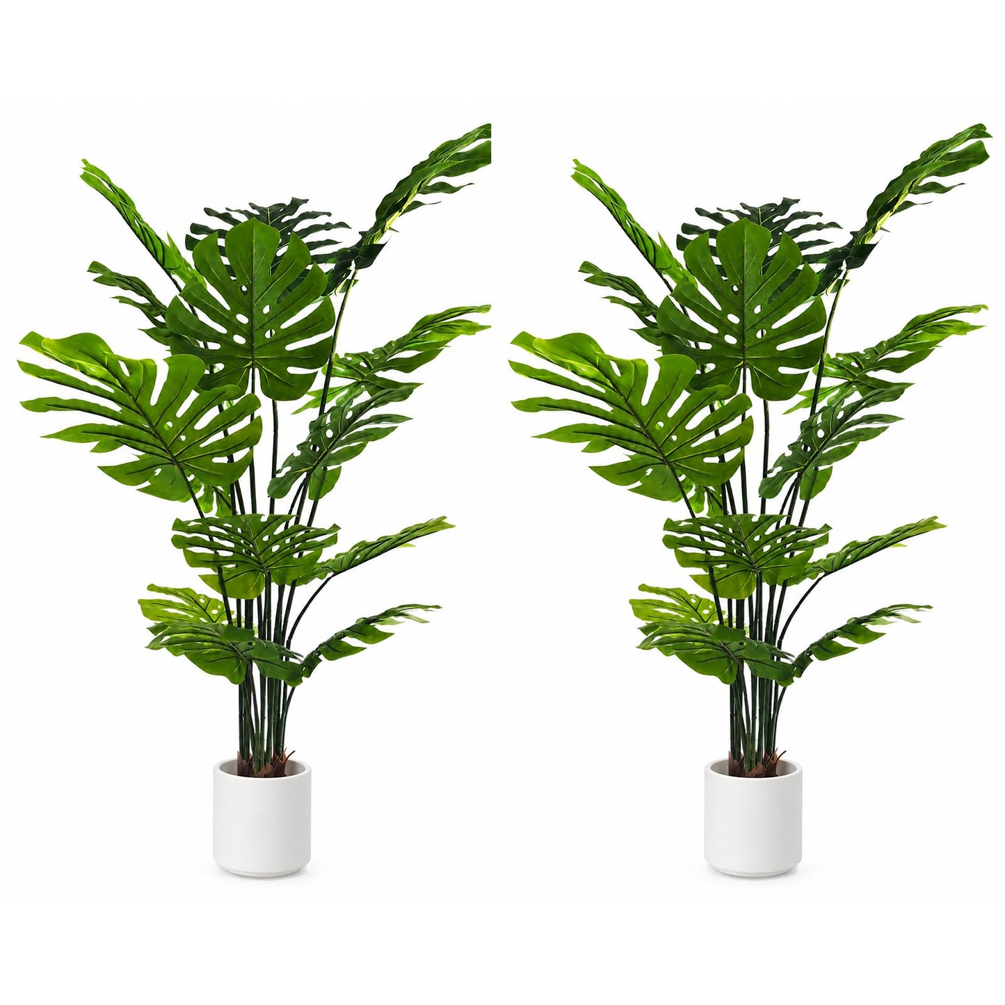 Artificial Monstera Deliciosa Plant 5.2ft, Lifelike Faux Swiss Cheese Floor Plant with 18 Leaves in Pot, Tall Fake Tropical Tree for Indoor Home Living Room Office Decor, 2 Pack
