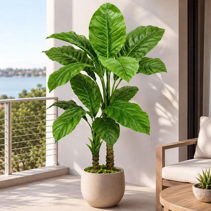 Artificial Banana Tree 6ft Tall Fake Banana Leaf Plant Faux Banana Tree with 15 Leaves Large Silk Tropical Tree for Home Mall Pool Patio Villa Indoor Outdoor Decor