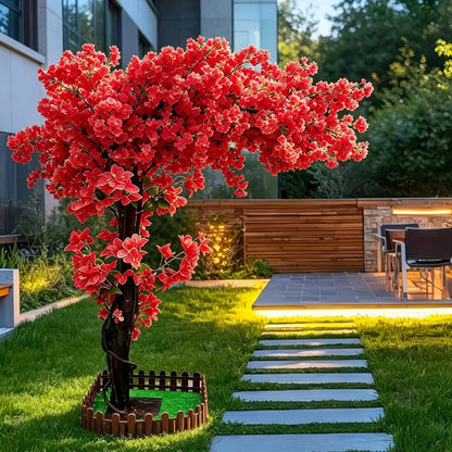 4FT Artificial Cherry Blossom Tree, Flower Trees Tall Artificial Plant, Faux Silk Plant in Pot for Home Room Porch Entryway Office Decorations Indoor Outdoor,Pink,