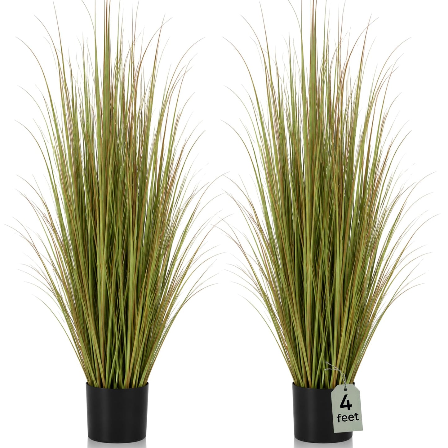 Jexine 4 Pieces Tall Artificial Grass Plant Potted Artificial Greenery Floor Plants Fake Pampas Grass Tall in Pot for Housewarming Gift House Garden Bathroom Lobby Indoor Outdoor (Green,3 ft)