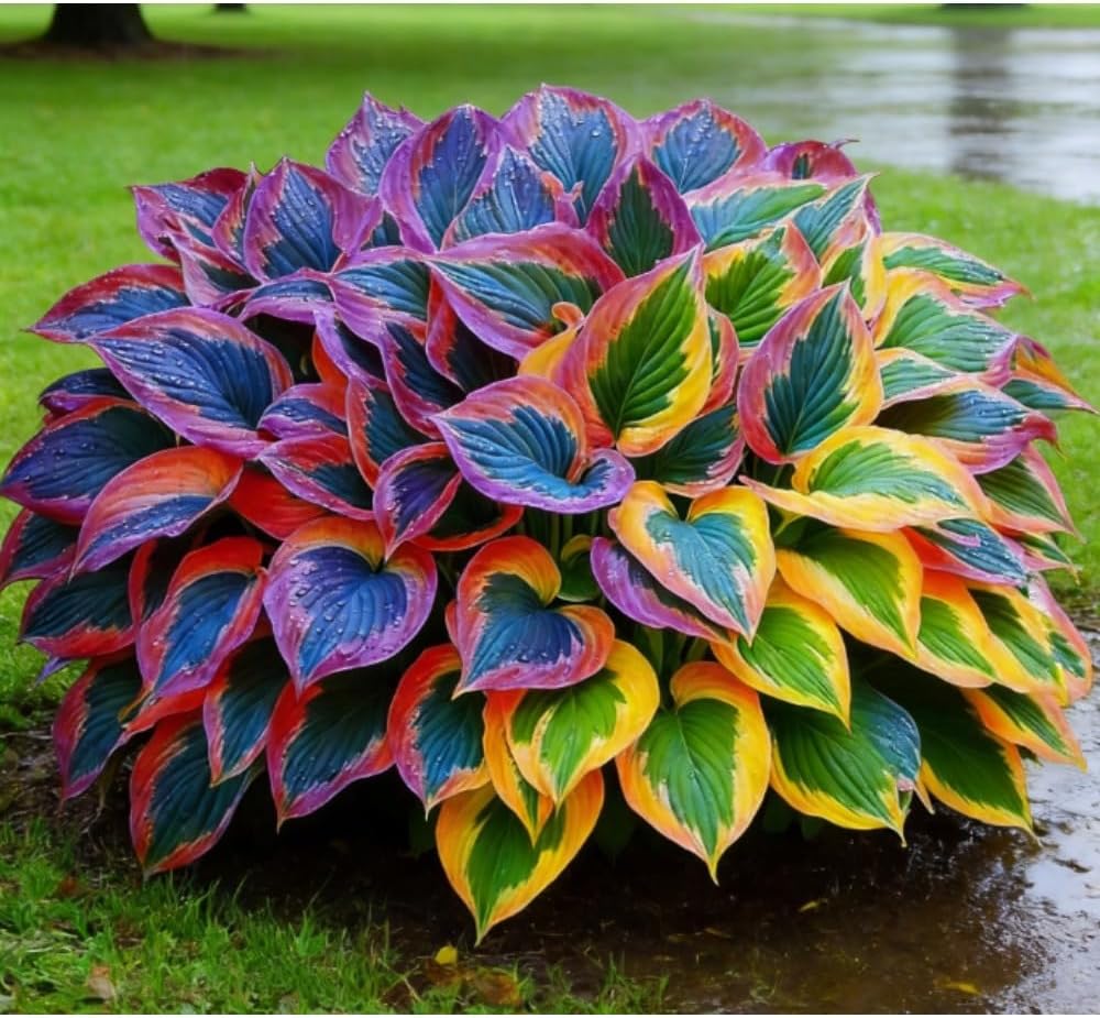 2pcs Hosta Bulb Flowers Shape Decorative Shade Landscapes with Smooth Leaf Texture Appeal (Black)