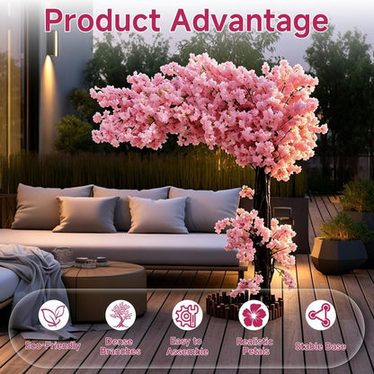4FT Artificial Cherry Blossom Tree, Flower Trees Tall Artificial Plant, Faux Silk Plant in Pot for Home Room Porch Entryway Office Decorations Indoor Outdoor,Pink,