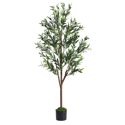 Alupssuc 6ft Olive Tree Artificial Indoor, Fake Tree Potted Faux Olive Trees with Lifelike Fruits and Realistic Leaves, Artificial Plants Indoor Fake Plants for Modern Home Office Living Room Decor