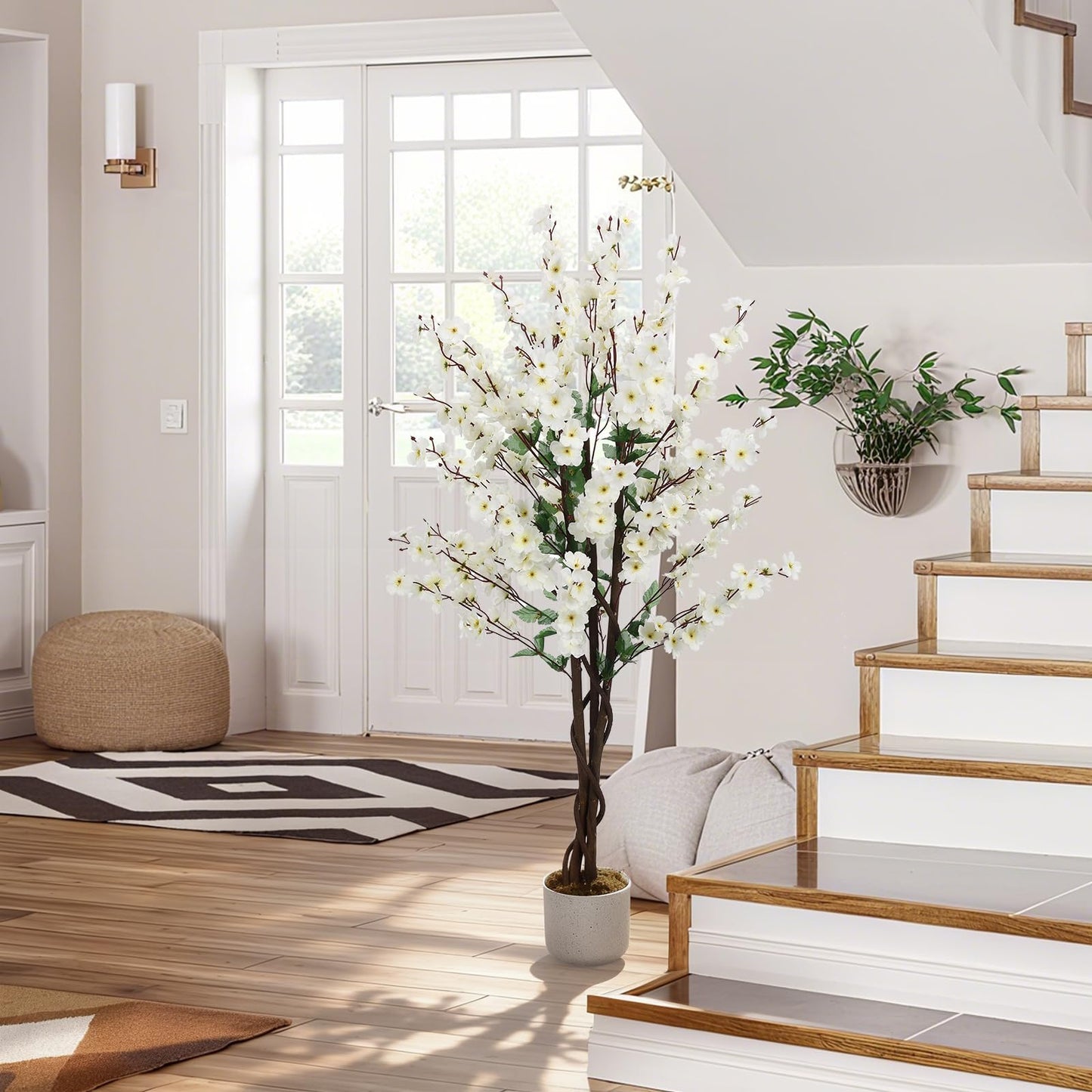 3FT Tall Artificial Trees, Fake Snake Plant with White Planter & 33 Realistic Leaves, Large Potted Artificial Sansevieria Mother in Law Tongue Plant, for Living Room Hallway Entryway