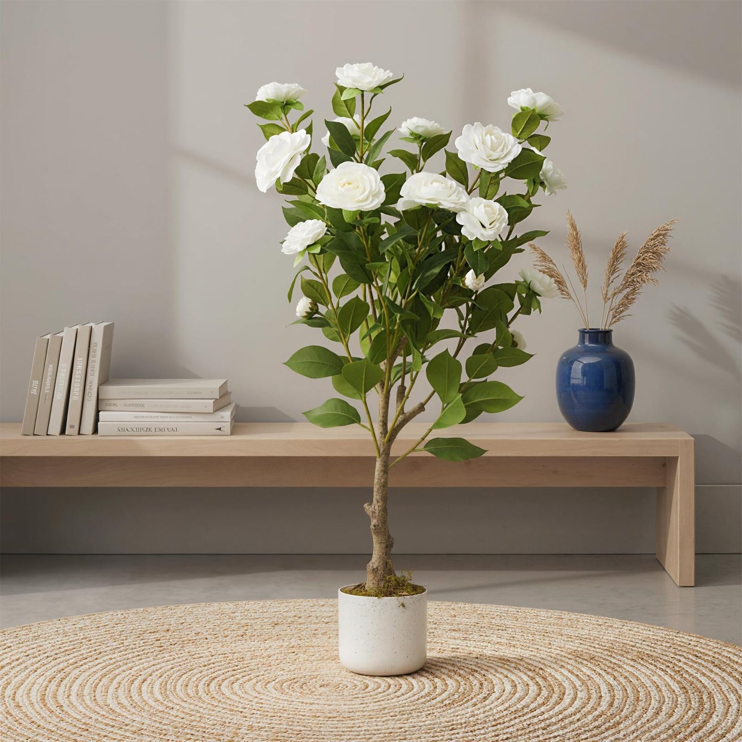 3FT Tall Artificial Trees, Fake Snake Plant with White Planter & 33 Realistic Leaves, Large Potted Artificial Sansevieria Mother in Law Tongue Plant, for Living Room Hallway Entryway