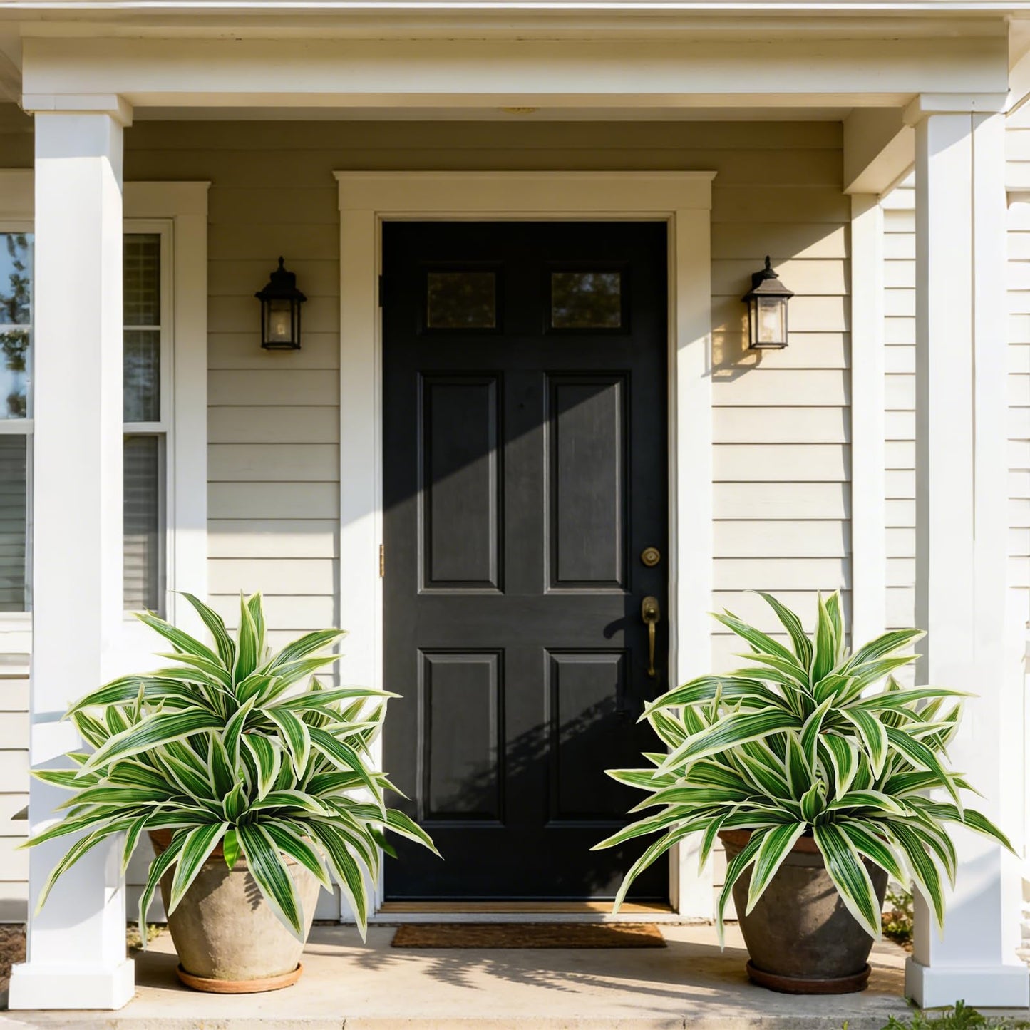 4Pcs Fake Ferns,Faux Outdoor Plants UV Resistant,3D Real Touch Fake Plants Total 60 Blades,Weatherproof Artificial Plants Outdoor Indoor for Garden Porch Home Office Living Room Decor