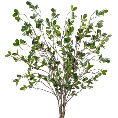 Sggvecsy 43’’ 4Pcs Artificial Ficus Branches Faux Leaf Spray Green Eucalyptus Branches Artificial Greenery Stems Fake Ficus Twig Plants for Home Office Wedding Vase Filler Shop Decoration