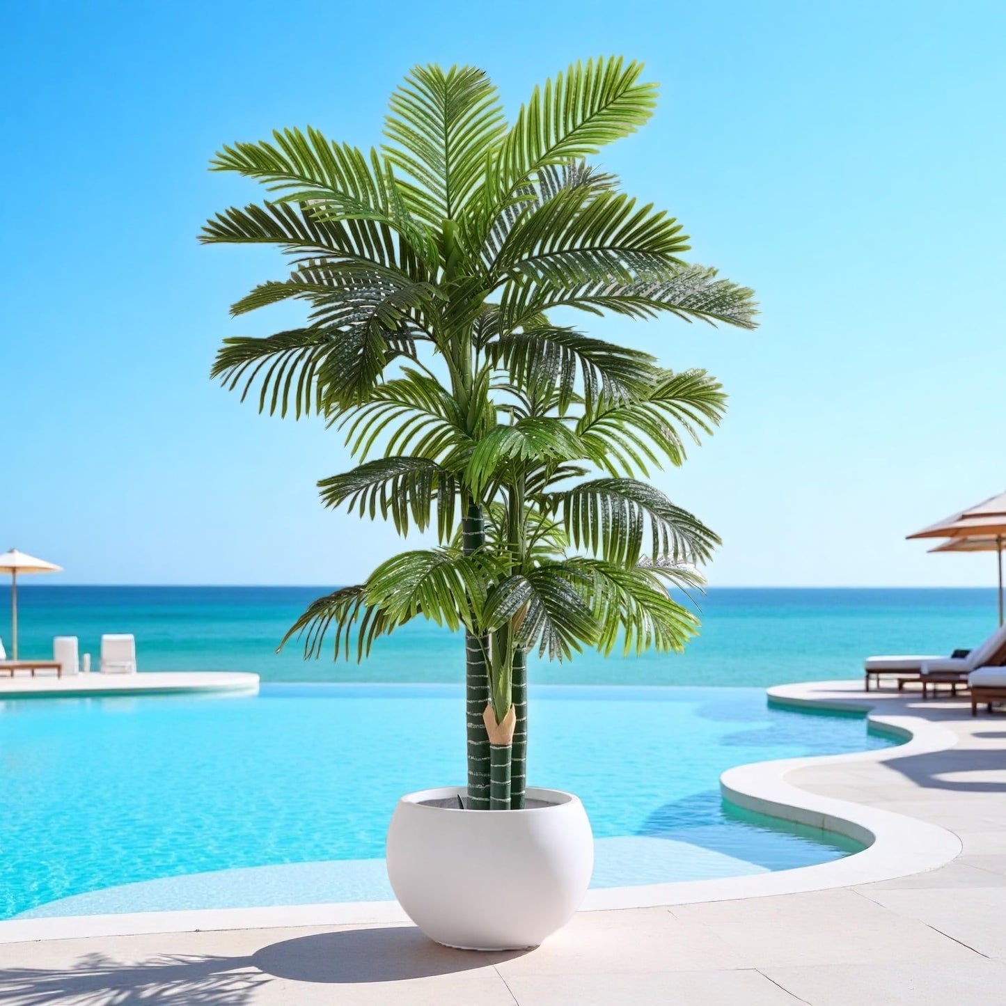 FloraFairy 6FT Artificial Coconut Palm, Faux Coconut Silk Palm Tree, Tropical Fake Trees for Indoor Outdoor, Large Sago Palm Plant for Home Office Garden Patio Poolside, 1 Pack