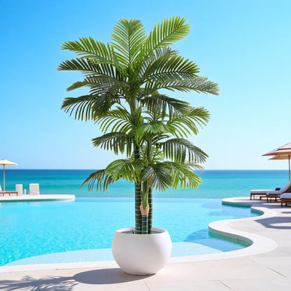 FloraFairy 6FT Artificial Coconut Palm, Faux Coconut Silk Palm Tree, Tropical Fake Trees for Indoor Outdoor, Large Sago Palm Plant for Home Office Garden Patio Poolside, 1 Pack