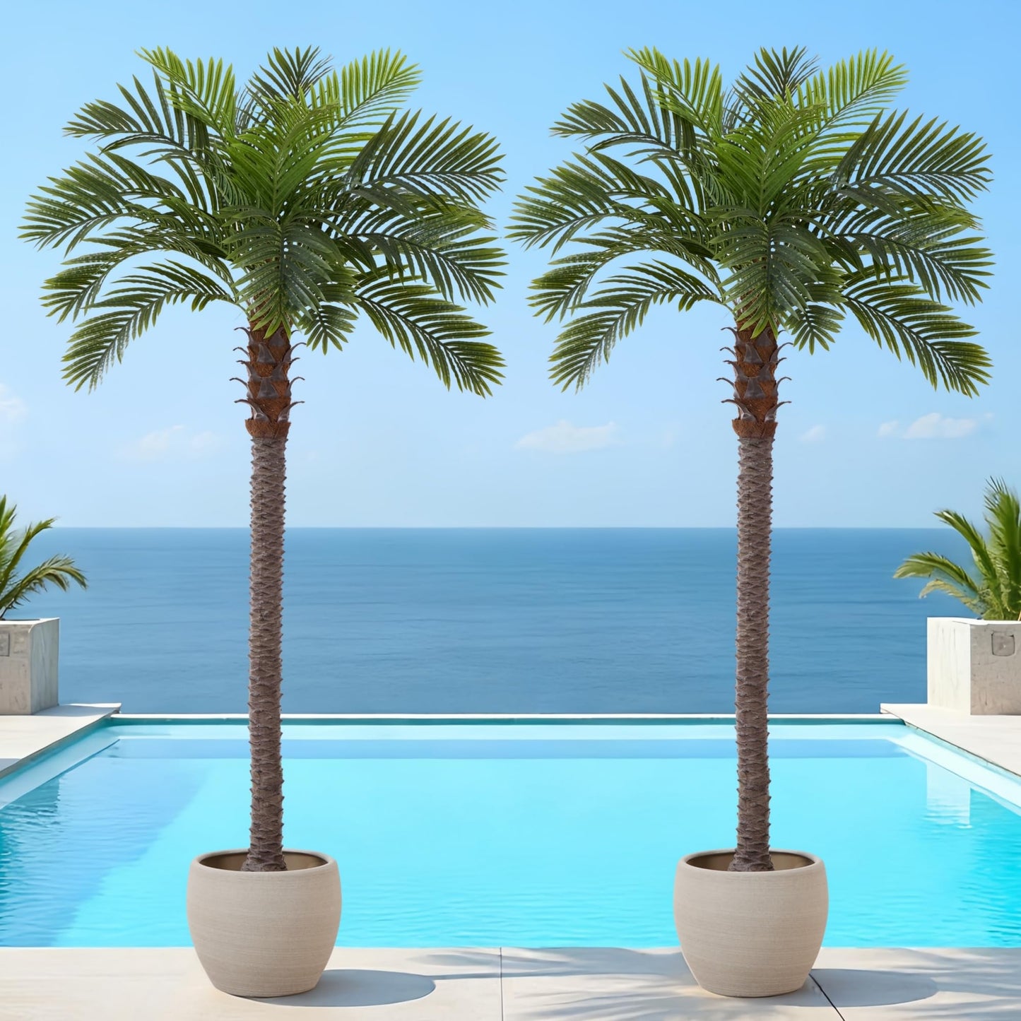 FloraFairy 6FT Artificial Coconut Palm, Faux Coconut Silk Palm Tree, Tropical Fake Trees for Indoor Outdoor, Large Sago Palm Plant for Home Office Garden Patio Poolside, 1 Pack