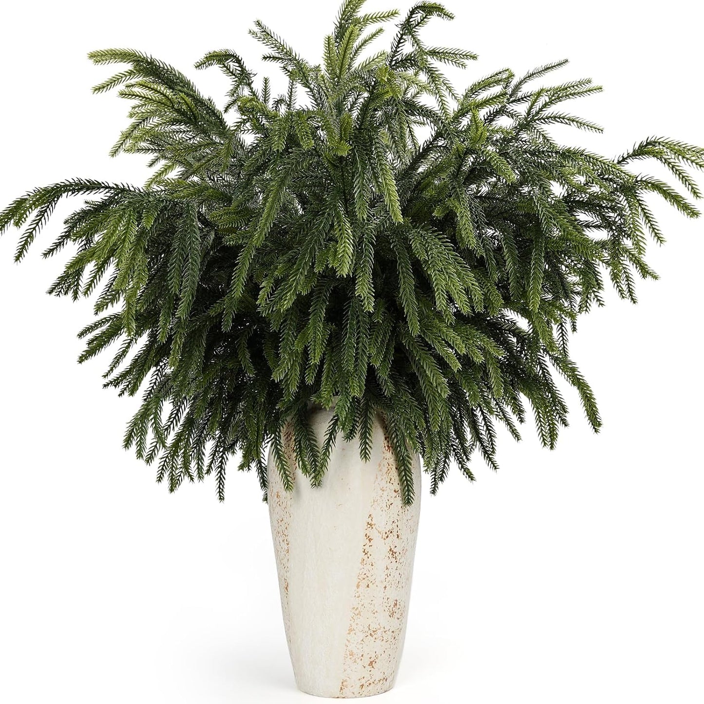 N&T NIETING 36 Inch Norfolk Pine Branches, 4 Pcs Soft Textured Artificial Norfolk Pine Stems, Faux Cedar Pine Greenery Picks for Vase, DIY Garland Wreath, Christmas Indoor Outdoor Home Decor