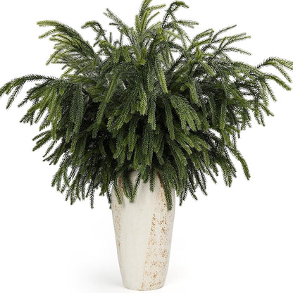 N&T NIETING 36 Inch Norfolk Pine Branches, 4 Pcs Soft Textured Artificial Norfolk Pine Stems, Faux Cedar Pine Greenery Picks for Vase, DIY Garland Wreath, Christmas Indoor Outdoor Home Decor