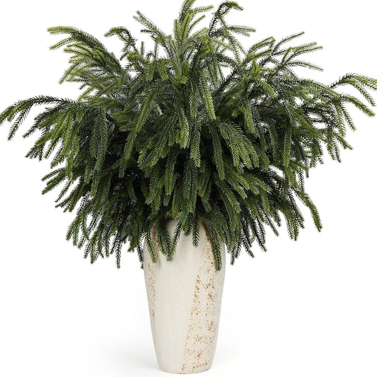 N&T NIETING 36 Inch Norfolk Pine Branches, 4 Pcs Soft Textured Artificial Norfolk Pine Stems, Faux Cedar Pine Greenery Picks for Vase, DIY Garland Wreath, Christmas Indoor Outdoor Home Decor