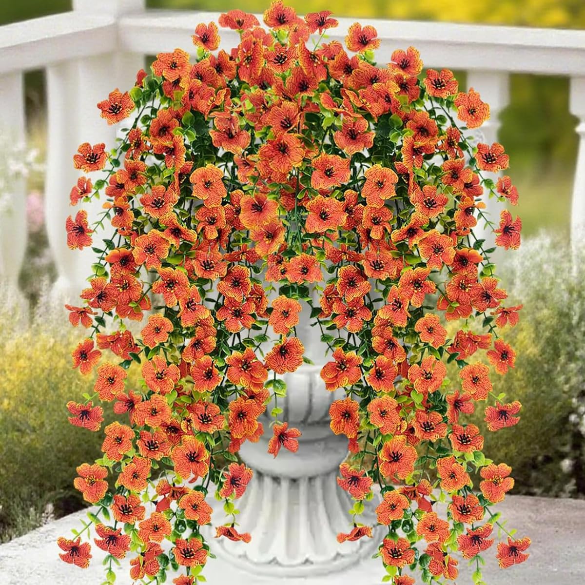 20 Pcs Artificial Plants Outdoor Fake Grass UV Resistant Faux Outdoor Plant, Artificial Greenery Stems Bushes Fake Plants for Spring Summer Fall Decor Fake Mums Fall Flowers Garden Home Decor, Red