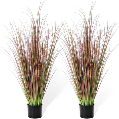 Jexine 4 Pieces Tall Artificial Grass Plant Potted Artificial Greenery Floor Plants Fake Pampas Grass Tall in Pot for Housewarming Gift House Garden Bathroom Lobby Indoor Outdoor (Green,3 ft)