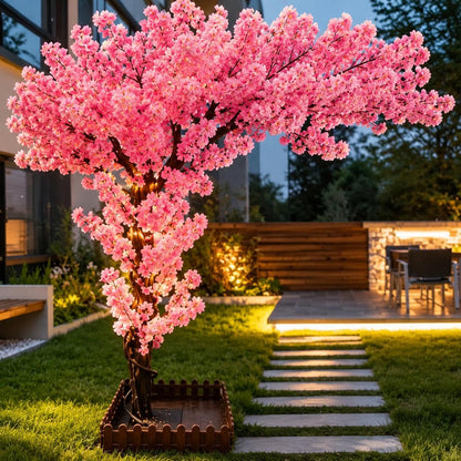 4FT Artificial Cherry Blossom Tree, Flower Trees Tall Artificial Plant, Faux Silk Plant in Pot for Home Room Porch Entryway Office Decorations Indoor Outdoor,Pink,