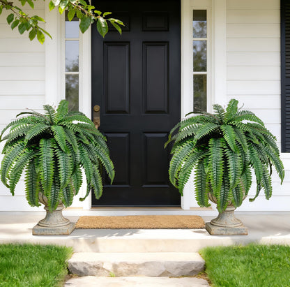 4Pcs Fake Ferns,Faux Outdoor Plants UV Resistant,3D Real Touch Fake Plants Total 60 Blades,Weatherproof Artificial Plants Outdoor Indoor for Garden Porch Home Office Living Room Decor