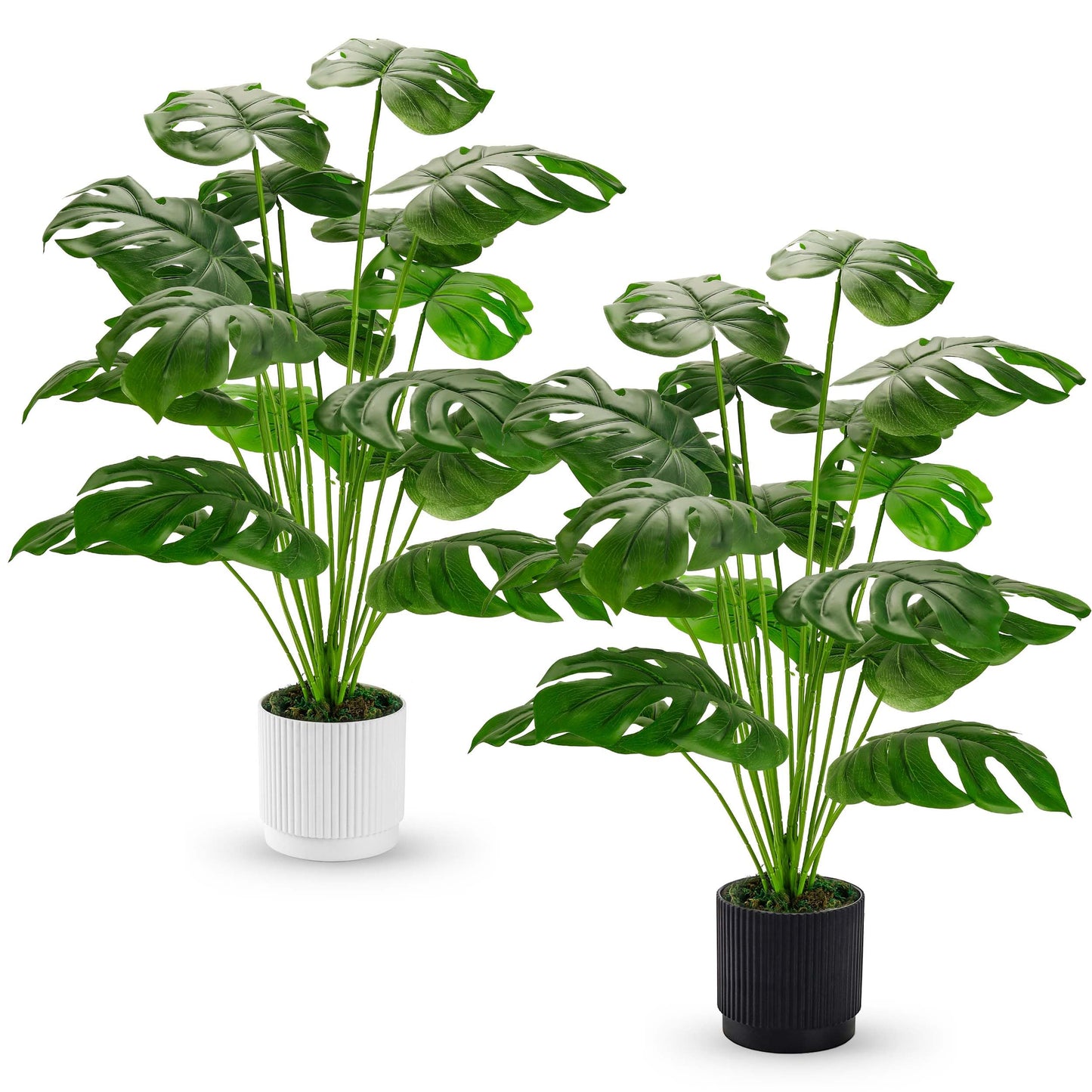 Der Rose 28" Fake Plants Large Artificial Monstera Faux Potted Plants Indoor Tall for Outdoor Living Room House Floor Front Porch Tree Decor