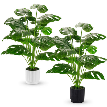 Der Rose 28" Fake Plants Large Artificial Monstera Faux Potted Plants Indoor Tall for Outdoor Living Room House Floor Front Porch Tree Decor