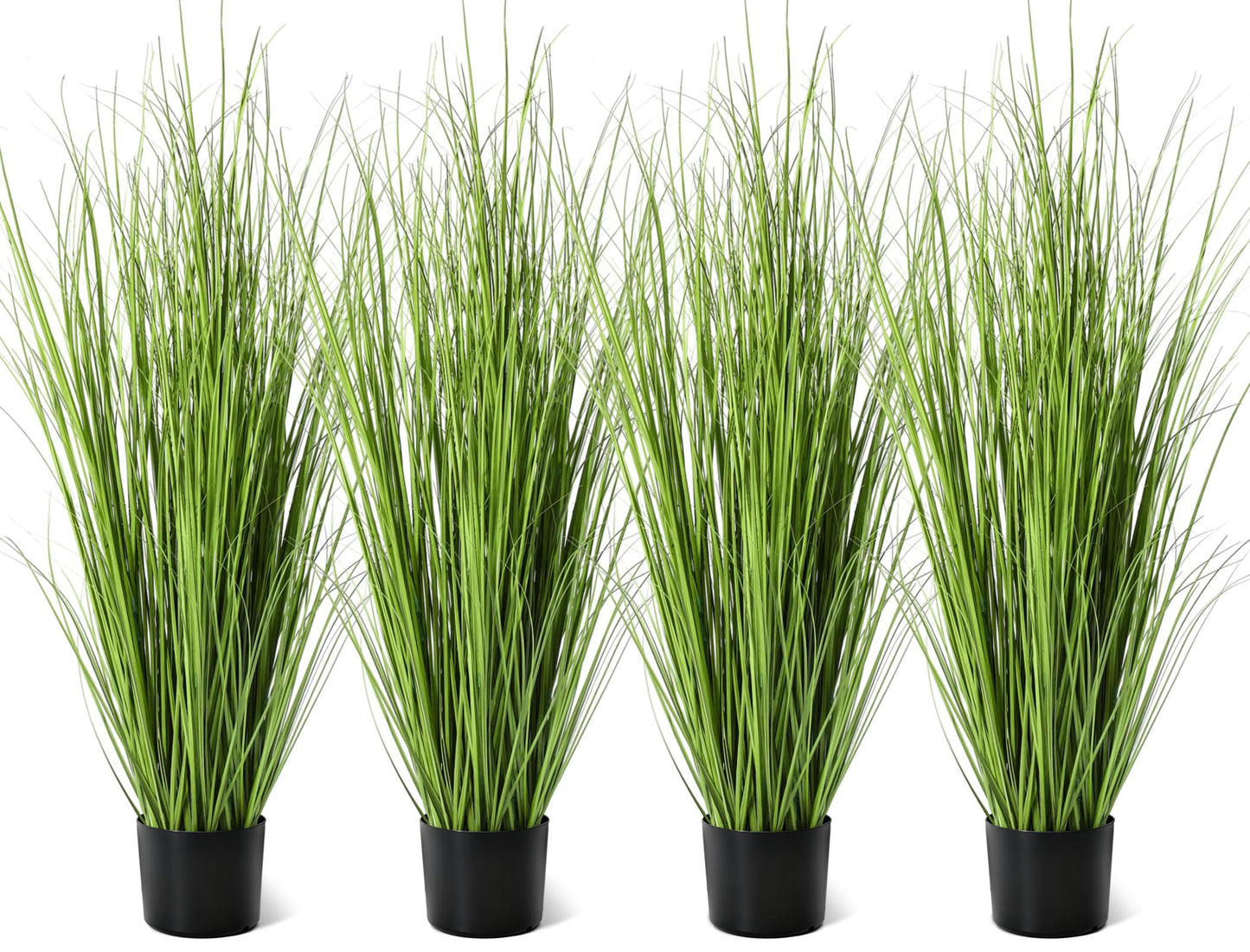 Jexine 4 Pieces Tall Artificial Grass Plant Potted Artificial Greenery Floor Plants Fake Pampas Grass Tall in Pot for Housewarming Gift House Garden Bathroom Lobby Indoor Outdoor (Green,3 ft)