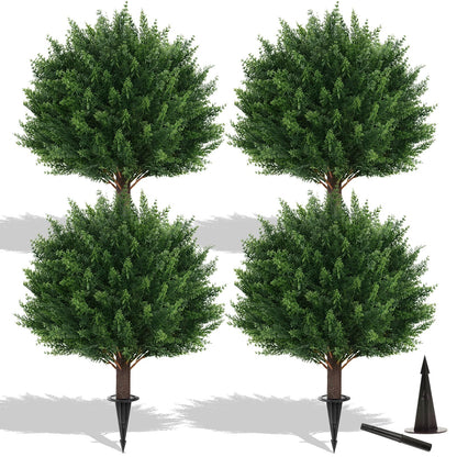 Artificial Lavender Topiary Ball with Ground Spike, UV Resistant Faux Outdoor Plant for Garden Patio Porch Decor, Free-Maintenance Fake Flowers