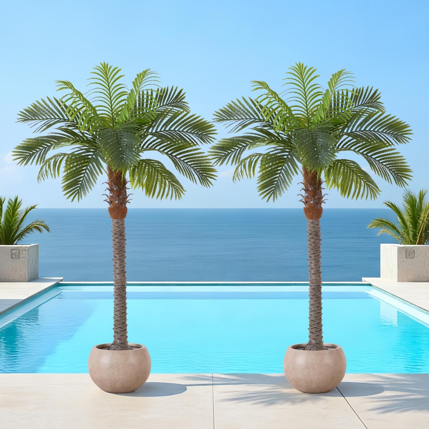 FloraFairy 6FT Artificial Coconut Palm, Faux Coconut Silk Palm Tree, Tropical Fake Trees for Indoor Outdoor, Large Sago Palm Plant for Home Office Garden Patio Poolside, 1 Pack