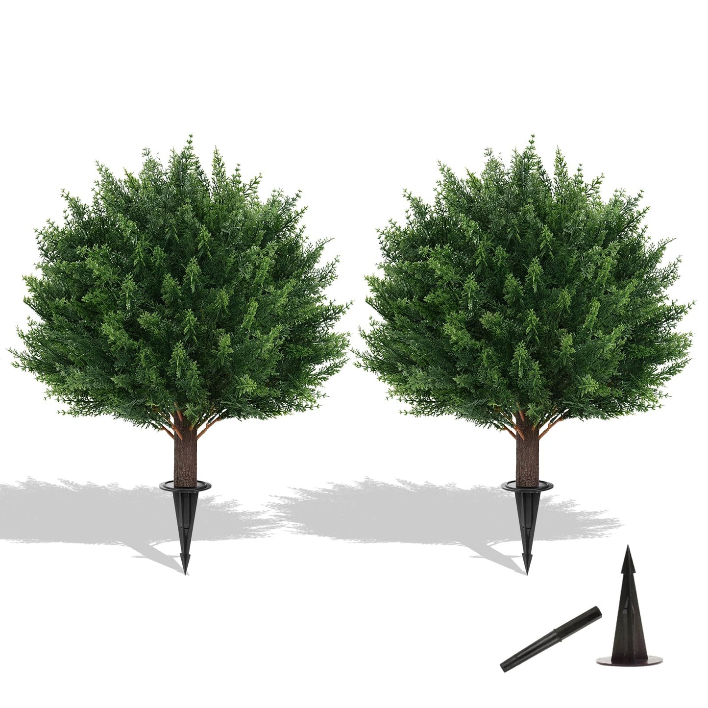 Artificial Lavender Topiary Ball with Ground Spike, UV Resistant Faux Outdoor Plant for Garden Patio Porch Decor, Free-Maintenance Fake Flowers