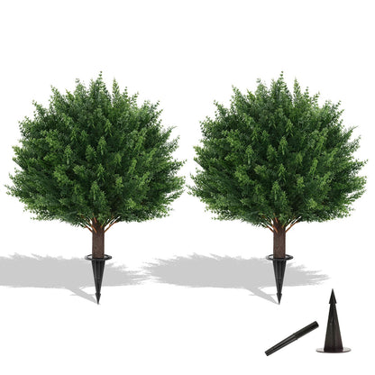 Artificial Lavender Topiary Ball with Ground Spike, UV Resistant Faux Outdoor Plant for Garden Patio Porch Decor, Free-Maintenance Fake Flowers