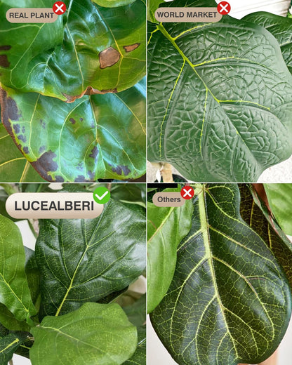 Artificial Fiddle Leaf Fig Tree in Modern White Planter, 5ft Large Fake Tree with 3 Sturdy Trunks, Fake Plants Faux Fig Tree with Moss, Lifelike Tall Artificial Plants Indoor for Office Home Decor
