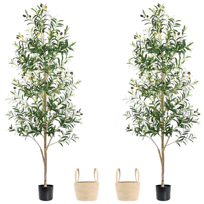 Caxchiling Faux Eucalyptus Tree 6FT, Artificial Potted Tree for Indoor Outdoor, Fake Floor Plants with Natural Wood Trunk, Home Office Living Room Bedroom Decor