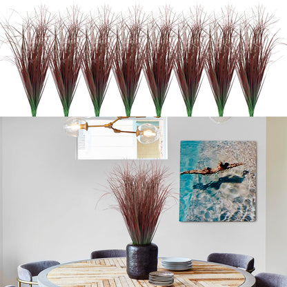 12Pcs Artificial Grass Plants, Faux Shrubs Wheat Grass, Artificial Tall Grass Fake Plants for Outdoor Decor,Artificial Greenery Stems Weed for Room Indoor Home Decor（Green Red Tail）