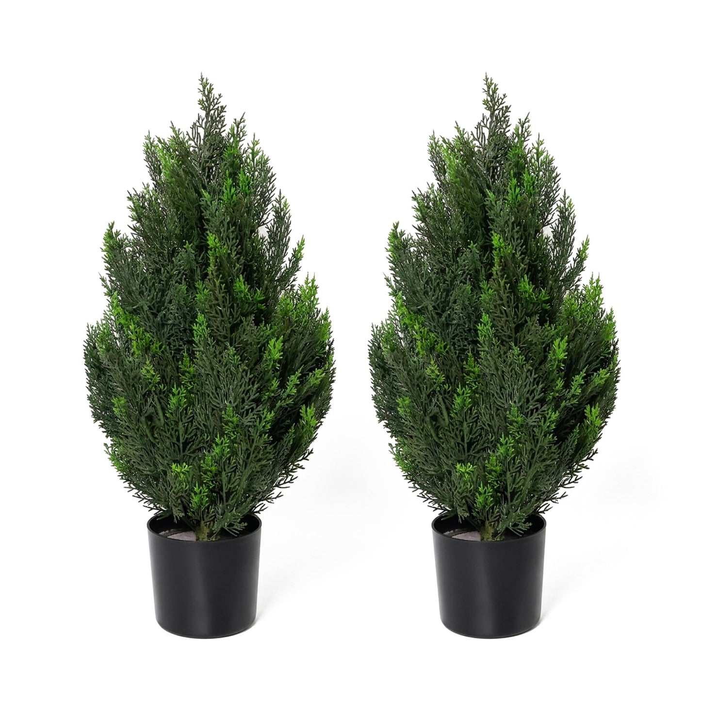 Artificial Topiary Pine Trees 3FT, Dense Faux Cedar Plants with Heavy Weighted Base, UV Resistant Outdoor Fake Trees for Front Door, Porch, Entryway & Indoor Home Decor