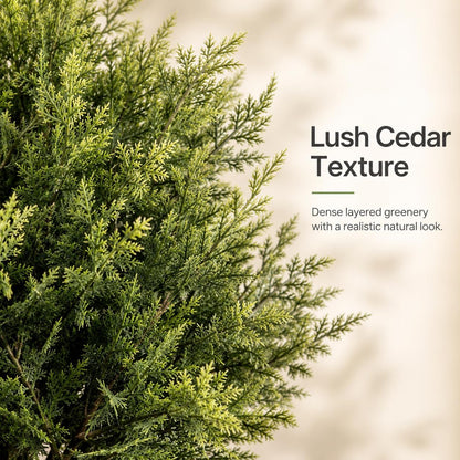Artificial Outdoor Plants Topiary Cedar Trees Faux Trees Potted Bushes Shrubs UV Resistant - Realistic Artificial Plants Outdoor Dense Greenery Ball Tree for Front Porch Patio Garden