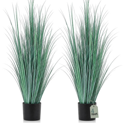 Jexine 4 Pieces Tall Artificial Grass Plant Potted Artificial Greenery Floor Plants Fake Pampas Grass Tall in Pot for Housewarming Gift House Garden Bathroom Lobby Indoor Outdoor (Green,3 ft)