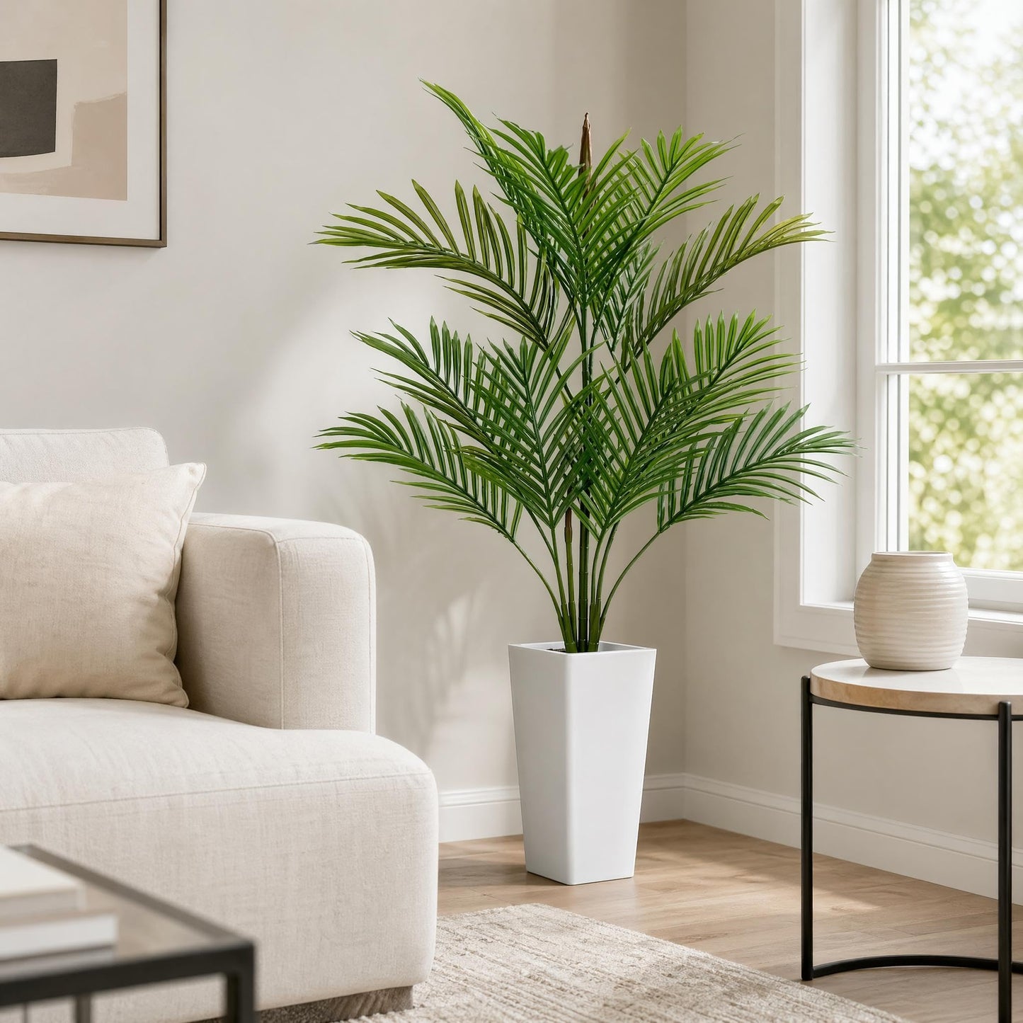 3FT Tall Artificial Trees, Fake Snake Plant with White Planter & 33 Realistic Leaves, Large Potted Artificial Sansevieria Mother in Law Tongue Plant, for Living Room Hallway Entryway