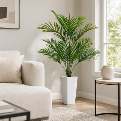 3FT Tall Artificial Trees, Fake Snake Plant with White Planter & 33 Realistic Leaves, Large Potted Artificial Sansevieria Mother in Law Tongue Plant, for Living Room Hallway Entryway