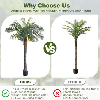 FloraFairy 6FT Artificial Coconut Palm, Faux Coconut Silk Palm Tree, Tropical Fake Trees for Indoor Outdoor, Large Sago Palm Plant for Home Office Garden Patio Poolside, 1 Pack