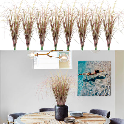 12Pcs Artificial Grass Plants, Faux Shrubs Wheat Grass, Artificial Tall Grass Fake Plants for Outdoor Decor,Artificial Greenery Stems Weed for Room Indoor Home Decor（Green Red Tail）