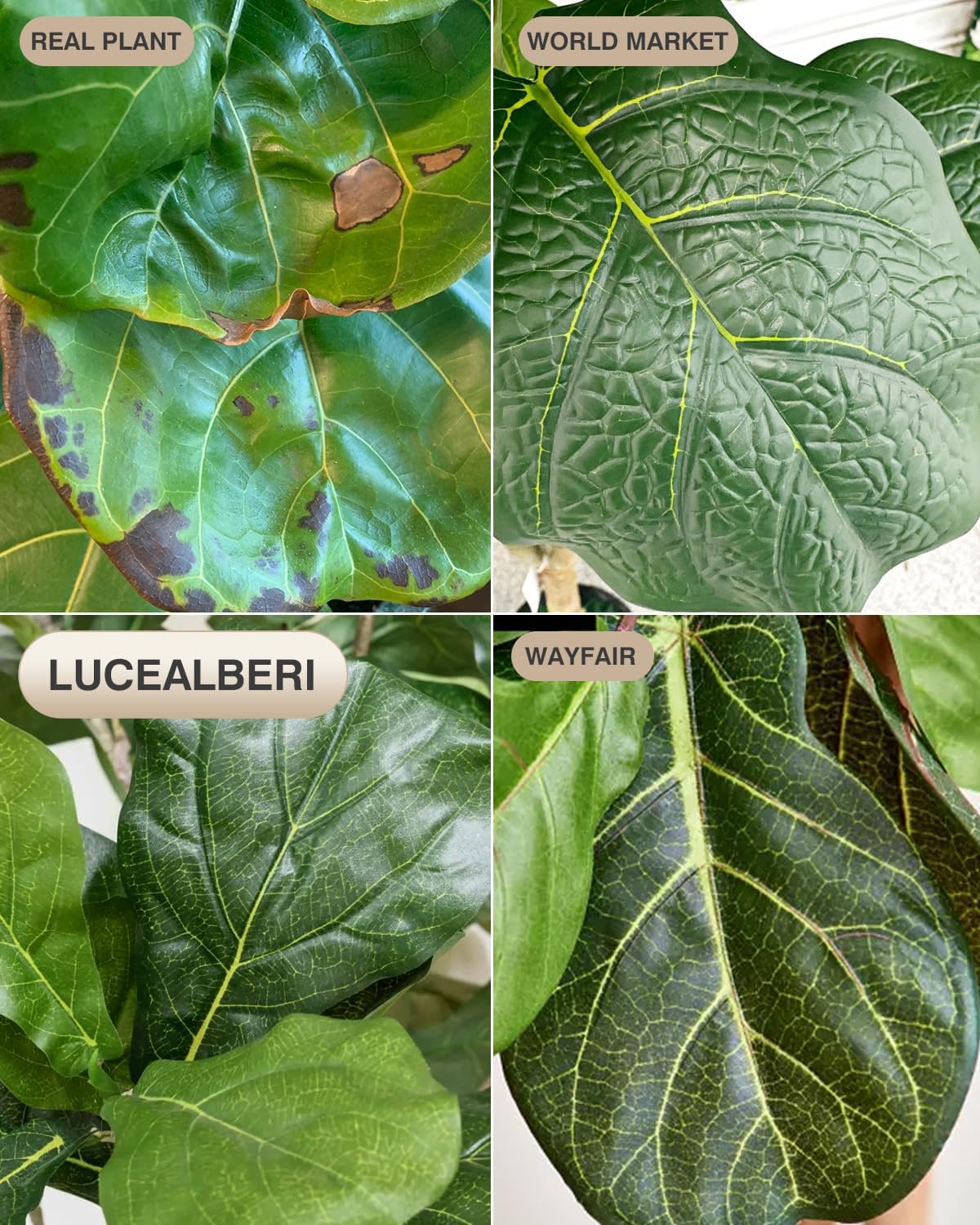 Artificial Fiddle Leaf Fig Tree 6FT - Large Fake Trees with White Planter, Tall Faux Ficus Lyrata Tree Floor Plants for Indoor Home Decor Office Living Room Housewarming Gift, 1Pack