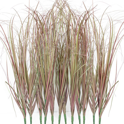 12Pcs Artificial Grass Plants, Faux Shrubs Wheat Grass, Artificial Tall Grass Fake Plants for Outdoor Decor,Artificial Greenery Stems Weed for Room Indoor Home Decor（Green Red Tail）