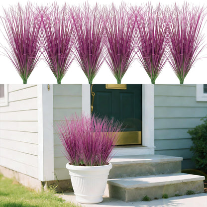 12Pcs Artificial Grass Plants, Faux Shrubs Wheat Grass, Artificial Tall Grass Fake Plants for Outdoor Decor,Artificial Greenery Stems Weed for Room Indoor Home Decor（Green Red Tail）