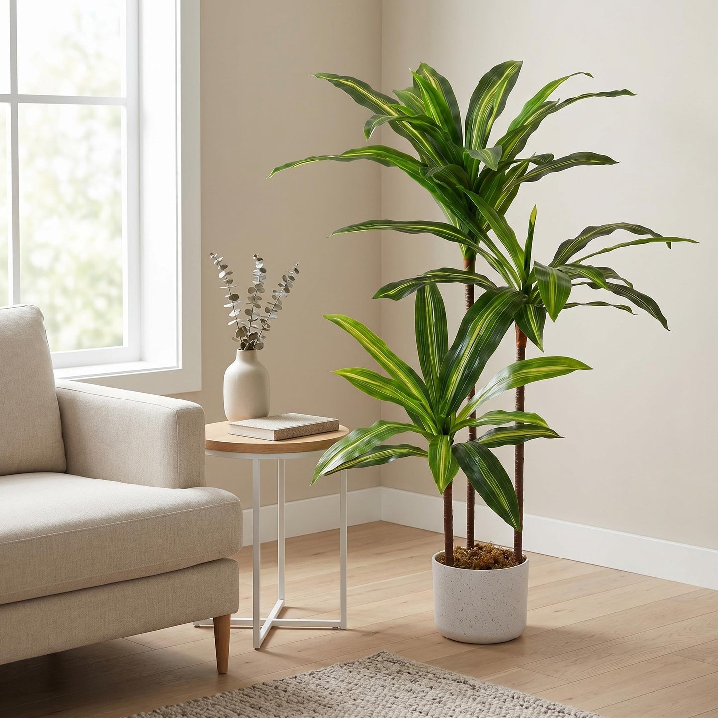 3FT Tall Artificial Trees, Fake Snake Plant with White Planter & 33 Realistic Leaves, Large Potted Artificial Sansevieria Mother in Law Tongue Plant, for Living Room Hallway Entryway