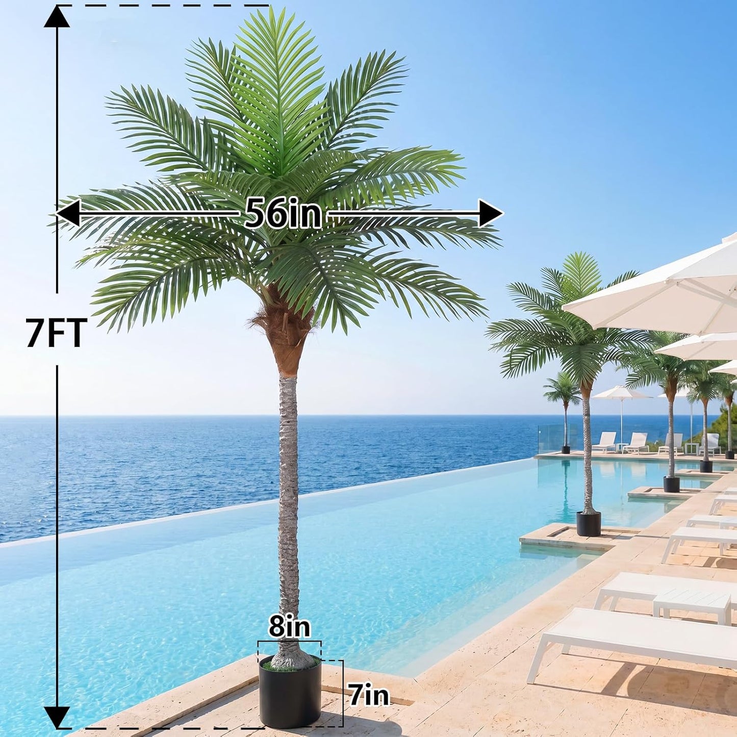 VIVATREES 7FT Artificial Palm Tree 2 Pack, Golden Cane Faux Palm for Indoor Outdoor Use, Fake Palm Tree for Home Office Living Room Patio Yard Decor