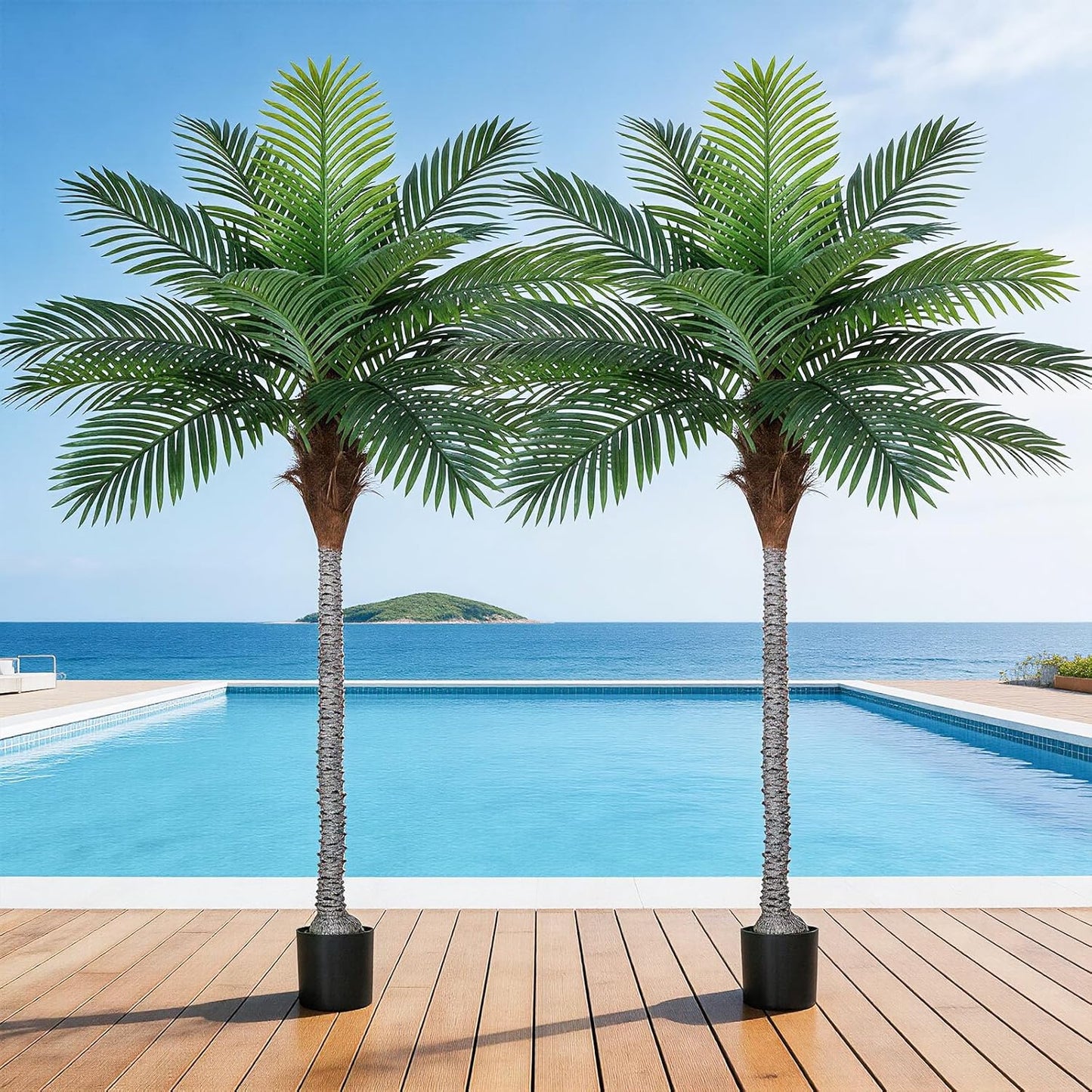 VIVATREES 7FT Artificial Palm Tree 2 Pack, Golden Cane Faux Palm for Indoor Outdoor Use, Fake Palm Tree for Home Office Living Room Patio Yard Decor