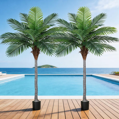 VIVATREES 7FT Artificial Palm Tree 2 Pack, Golden Cane Faux Palm for Indoor Outdoor Use, Fake Palm Tree for Home Office Living Room Patio Yard Decor