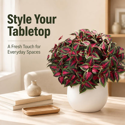 Betylifoy Artificial Plants Outdoor 4 Bundles Faux Coleus Plants UV Resistant Fake Silk Leaves Greenery Plant with Stems for Outside Garden Front Porch Patio Planter Pathway Decoration