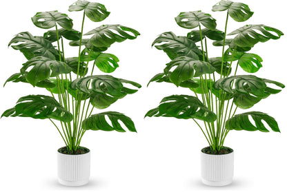 Der Rose 28" Fake Plants Large Artificial Monstera Faux Potted Plants Indoor Tall for Outdoor Living Room House Floor Front Porch Tree Decor