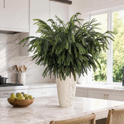 N&T NIETING 36 Inch Norfolk Pine Branches, 4 Pcs Soft Textured Artificial Norfolk Pine Stems, Faux Cedar Pine Greenery Picks for Vase, DIY Garland Wreath, Christmas Indoor Outdoor Home Decor