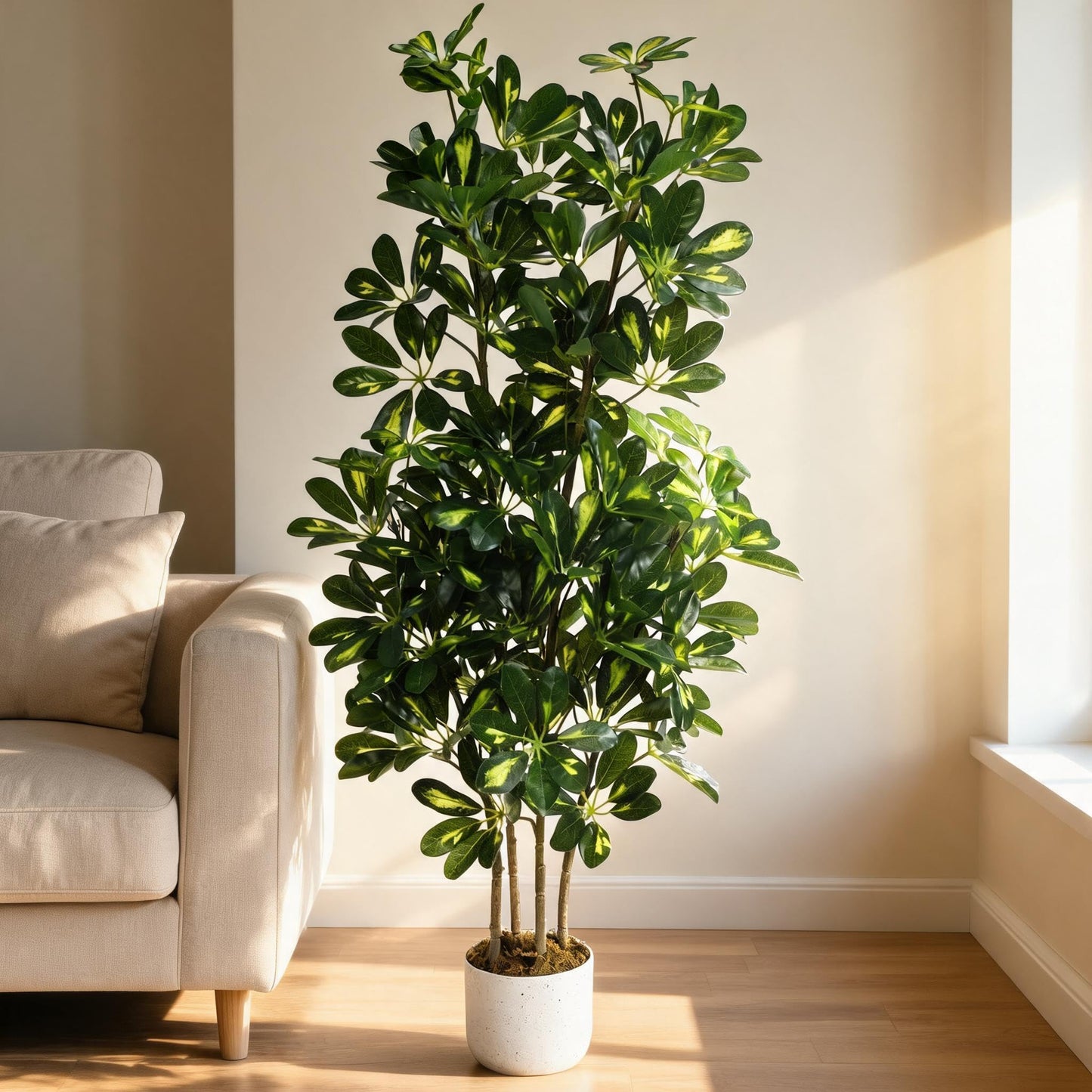 3FT Tall Artificial Trees, Fake Snake Plant with White Planter & 33 Realistic Leaves, Large Potted Artificial Sansevieria Mother in Law Tongue Plant, for Living Room Hallway Entryway