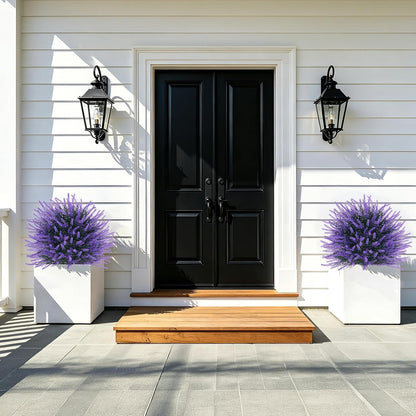 Artificial Lavender Topiary Ball with Ground Spike, UV Resistant Faux Outdoor Plant for Garden Patio Porch Decor, Free-Maintenance Fake Flowers